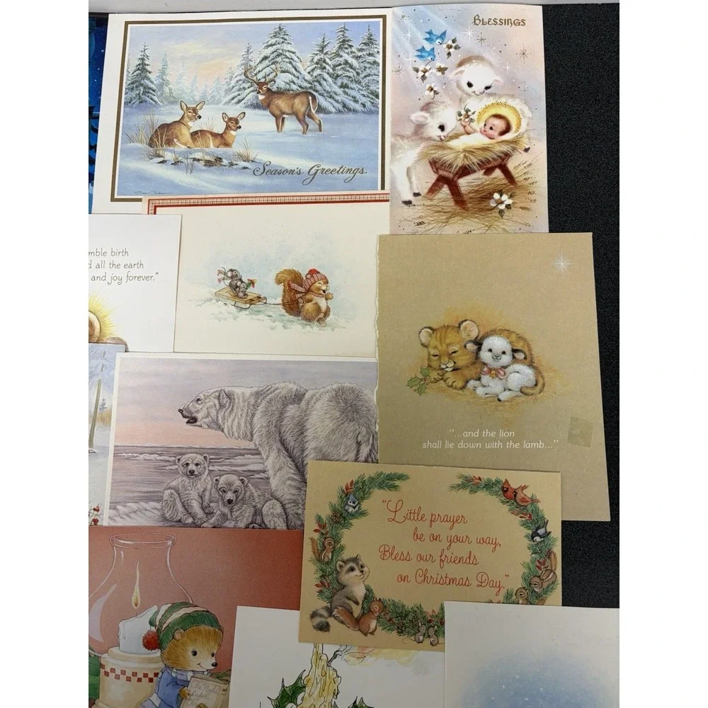 Vintage Animal Christmas Cards Fronts ONLY  Scrapbooking Crafts Decoupage 50+